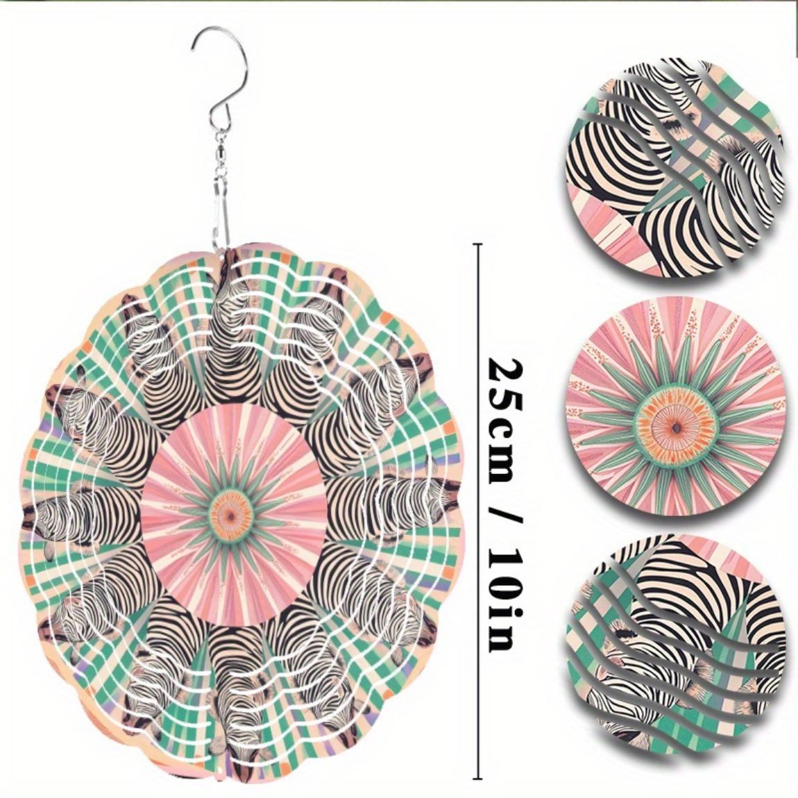 

Металлический вращающийся на 360 градусов колокольчик 10 дюймов, яркий зебровый цветочный дизайн, идеально подходит для декора сада, балкона, двора, круглогодичное уличное очарование 01A