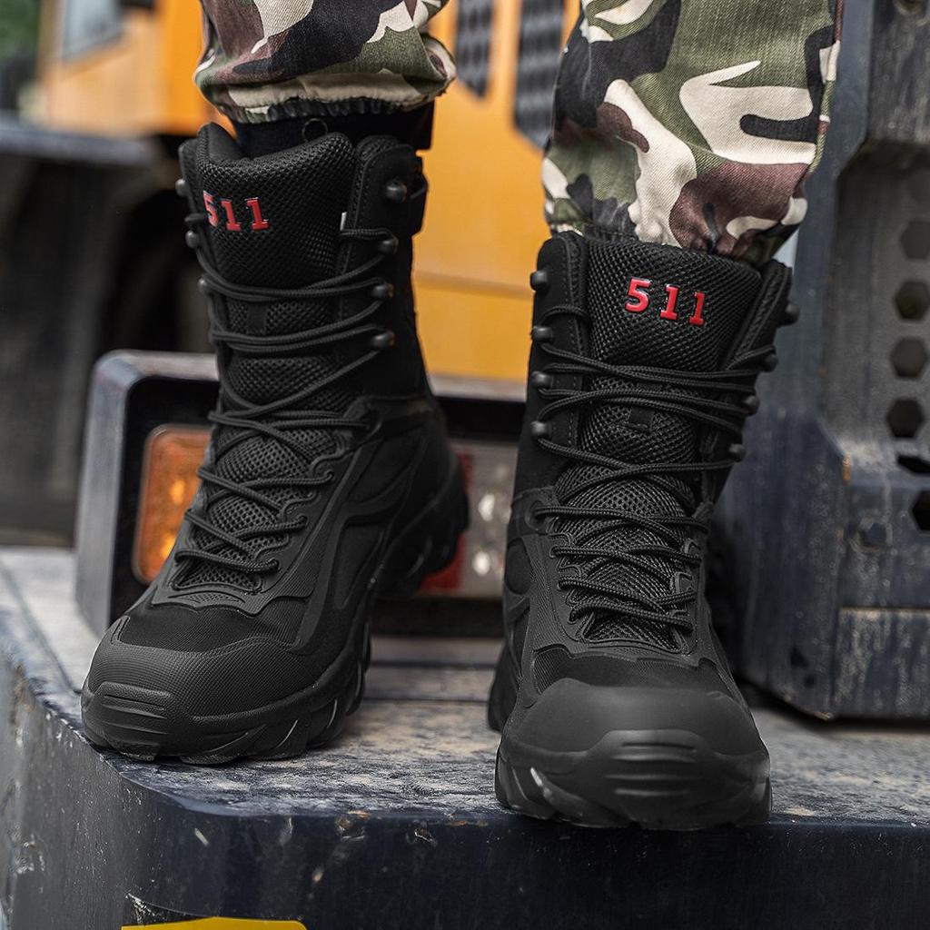 Stivali Militari Tattici Resistenti all'Usura Antiscivolo da Uomo - Scarpe da Montagna Desertiche Outdoor ad Alta Caviglia, Taglie Grandi.