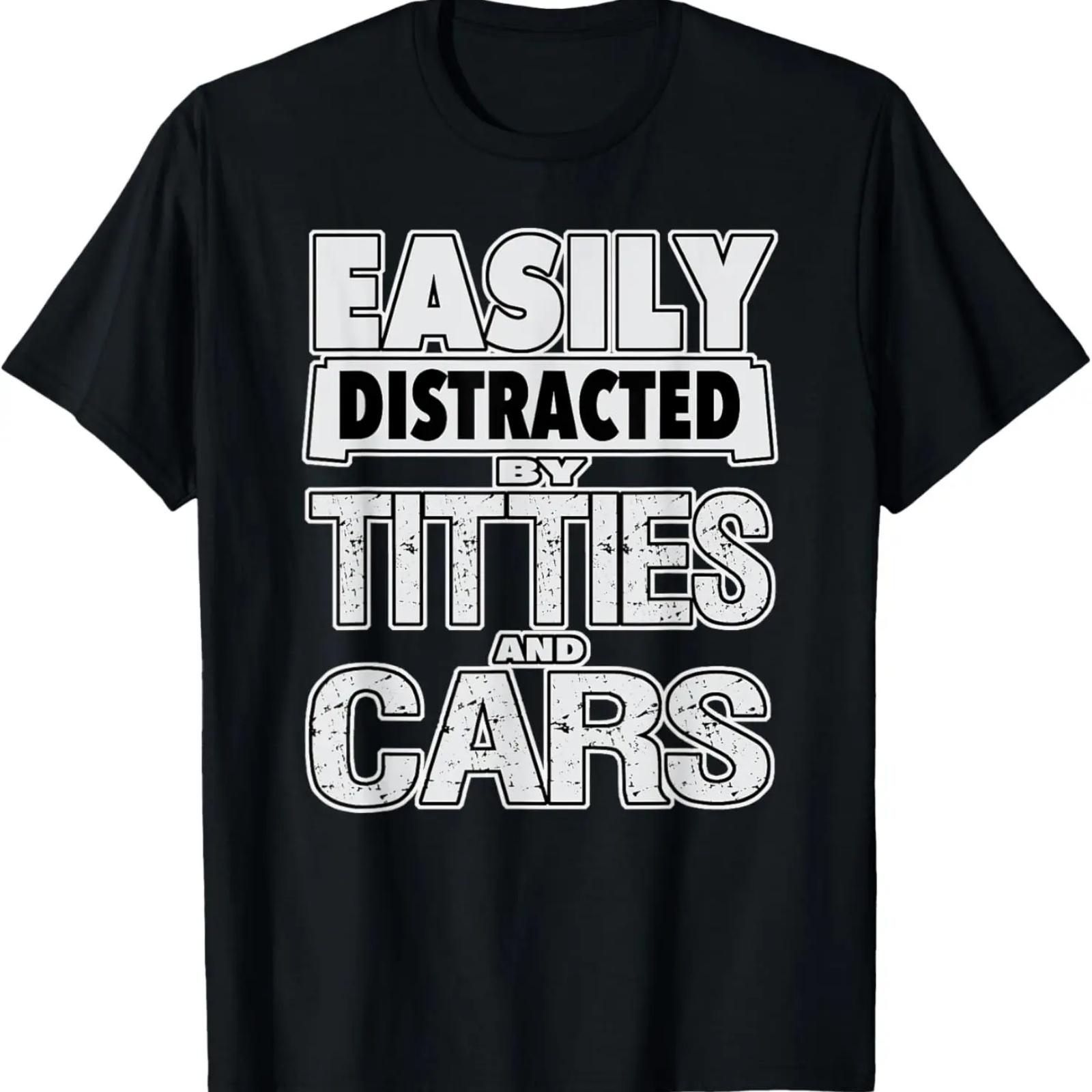 

Забавная футболка с дизайном «Легко отвлекаюсь на СИСЬКИ и МАШИНЫ» XXXXXL чёрный