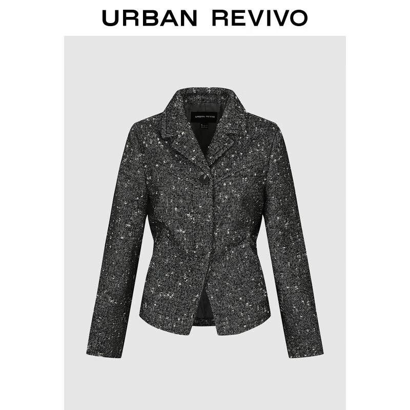 

UR 2025 Winter Grey Textured Waist-Cinching Coat M