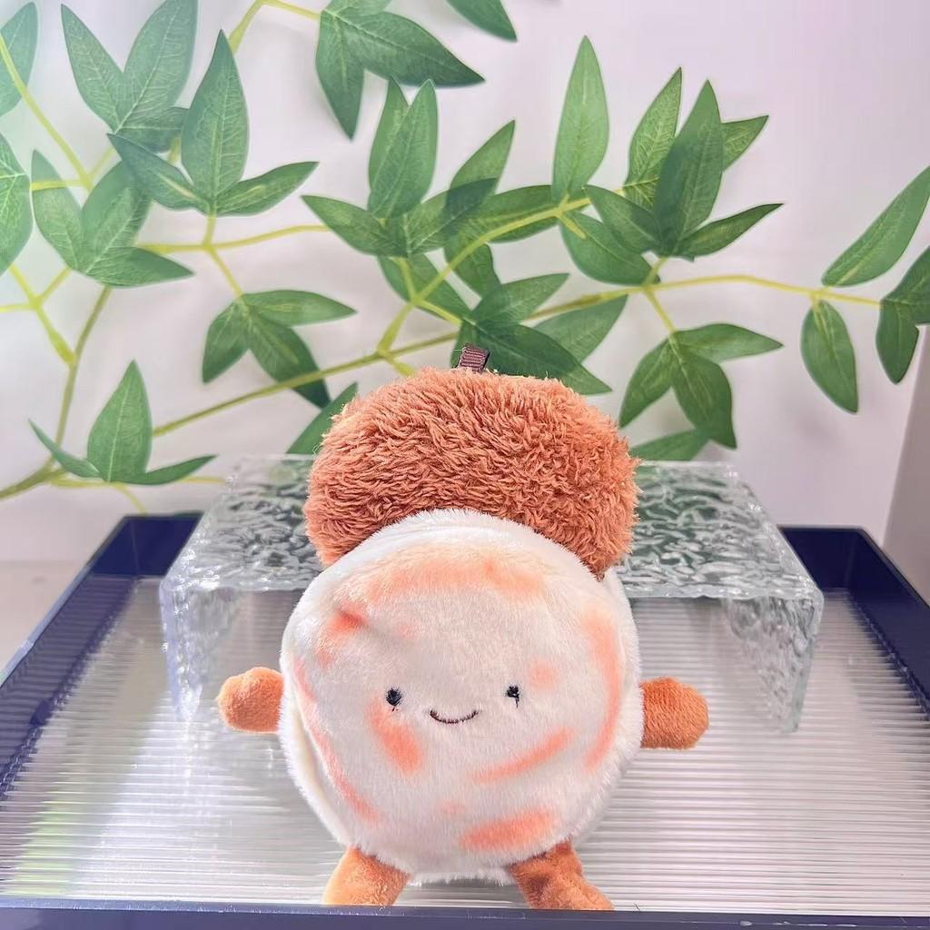 Plush Lovable Food Doll Keychain In Pancake Design Soft Short Fur For Bags Keyrings And