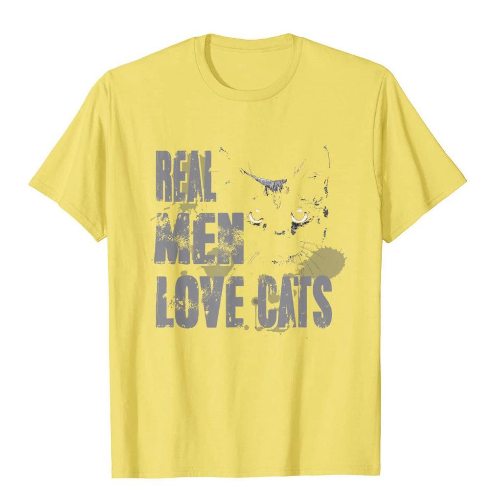 Echte Männer lieben Katzen T-Shirt Tolles Katzenliebhaber Tee Oberteile & T-Shirts Mode Chinesischer Stil Baumwolle Herren T-Shirt Cartoon