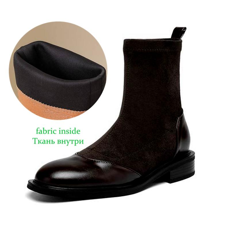 Krazing Po Microfibră Flock Iarnă Vârf Rotund Mărimea 33 Ghete Chelsea Mărimea 43 Fermoar Calitate Înaltă Tocuri Joase Botine