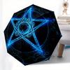Blue Glowing Pentagram Symbol Tapestry Wall Hanging Decoration Umbrella, Cute Umbrella with Cute Design, Portable 3-Fold Compact Umbrella for Men & Wo