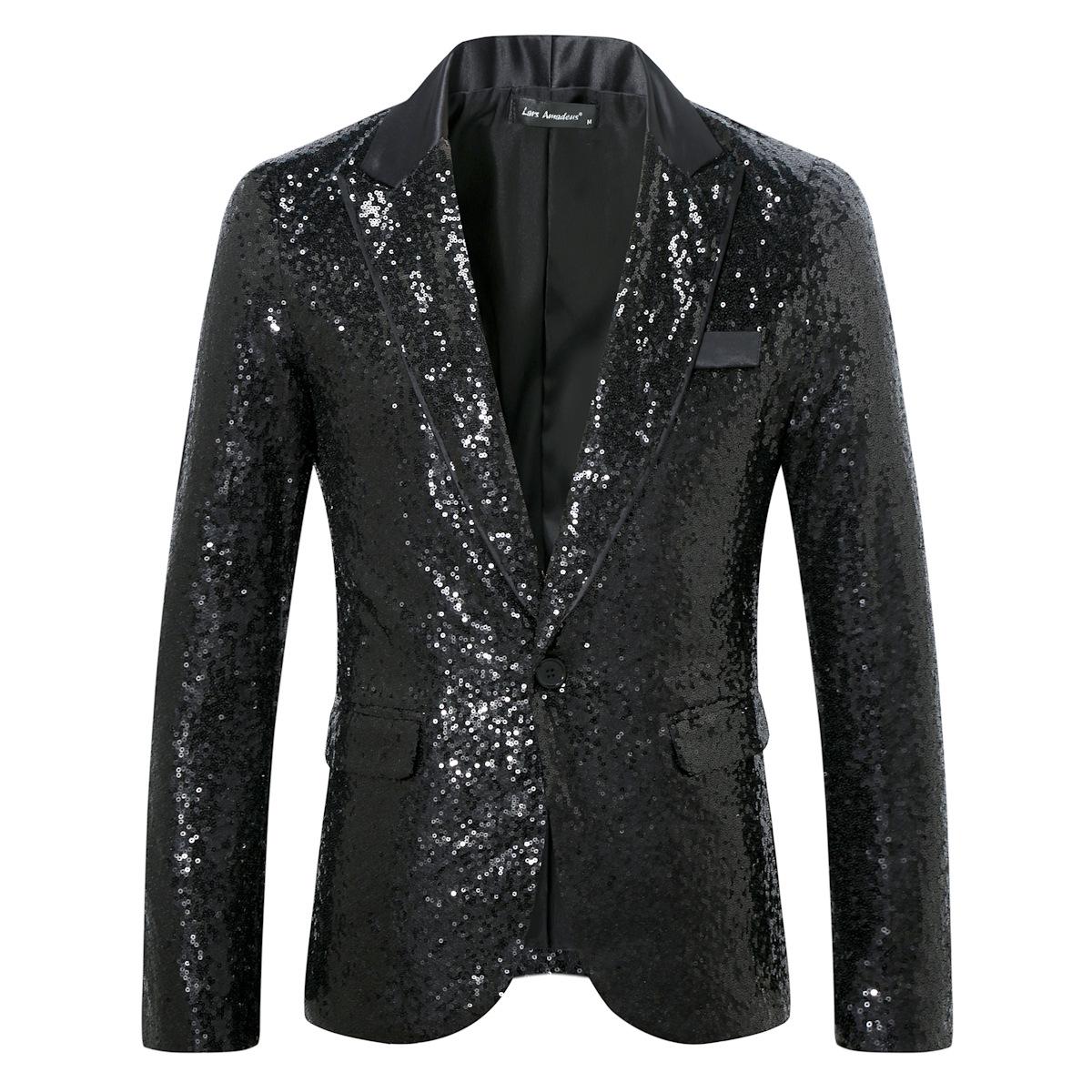 

Men s Autumn/Winter Disco Shiny Sequined Jacket Business Suit ZT-X61 S
