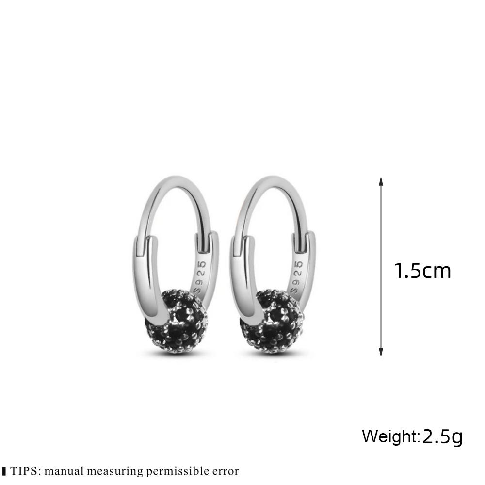 Black Awn New Classic Silver Color Round Trendy Spinel Engagement Hoop Earrings for Women Jewelry I181
