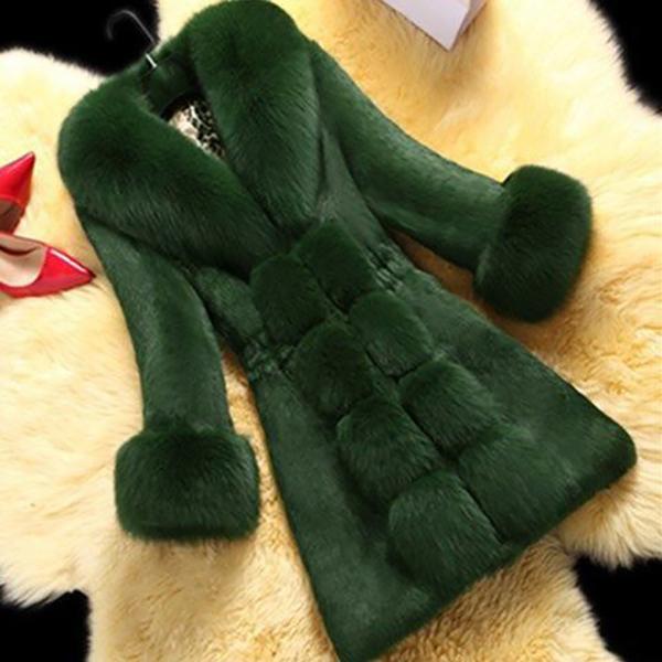 Winter Faux Fur Coat Women Thick Outwear Female Long Fake Fox Fur Thick Long Sleeve Jacket Ladies Slim Warm Faux Fur Coat