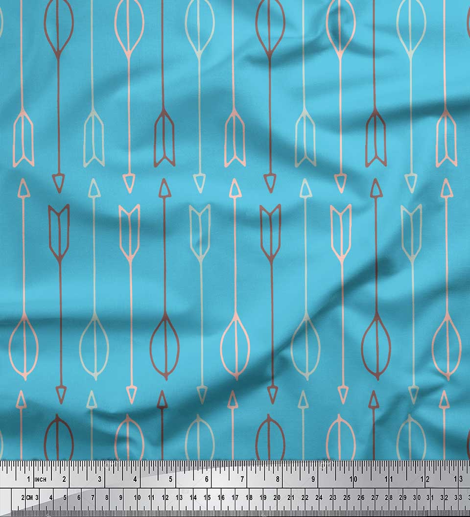 

Японська креп-атласна тканина Soimoi Red Стрілки. Тканина з принтом стрілок на метр 42 дюйма 42 Inch Wide - Poly Crepe синій