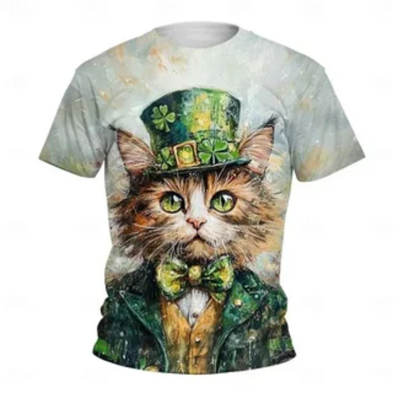 Summer Short Sleeved T-shirt Fashionable Interesting Cat Animal Creative Pattern Comfortable Casual Loose T-shirt