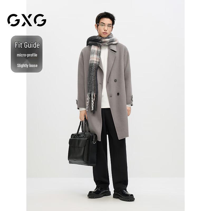 GXG Men's Long Wool Blend Double-Breasted Coat