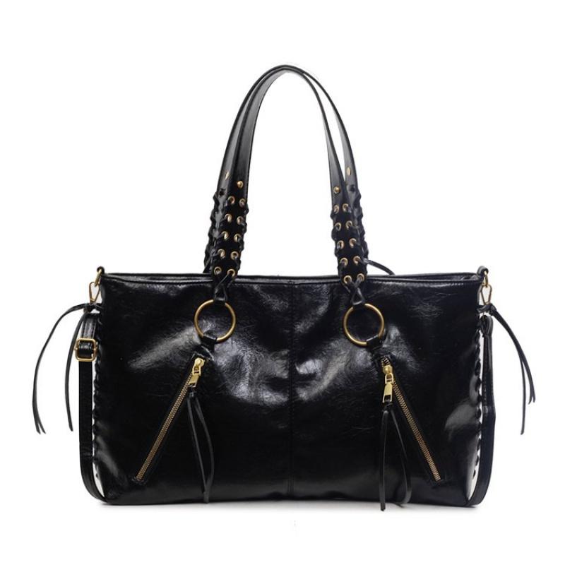 Europe And America Style Retro PU Leather Handbag Shoulder Bag Ladies Zipper Tote Bag Classic Crossbody Bags For Women Work Business