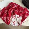 Two-sided Imitation Wool Scarf Lightweight Winter Shawl Trendy Bow Scarf  Gift