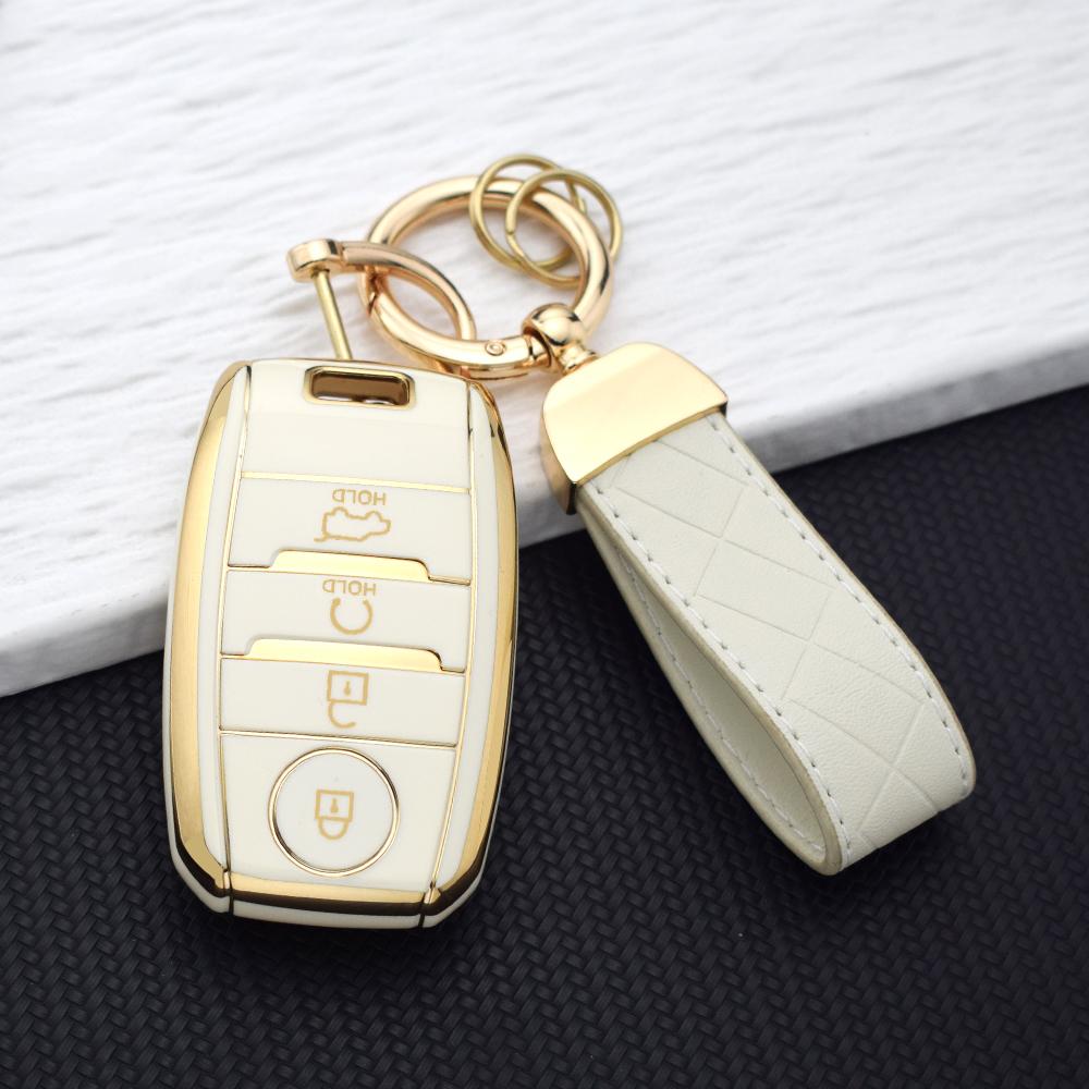 TPU Anti-Scratch Car Key Fob Cover for Kia Optima Sorento Niro Soul KX3 KX5 K3S RIO Ceed Cerato - 4 Buttons Protective Key Case