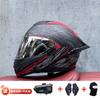 Full Face Motorcycle Helmet With External Bluetooth Module Men Women Large Rear Wing Sport Style DOT Approved