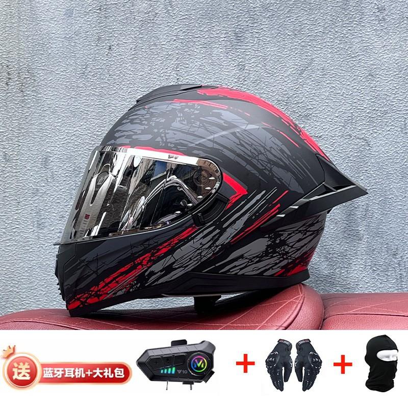 Full Face Motorcycle Helmet With External Bluetooth Module Men Women Large Rear Wing Sport Style DOT Approved