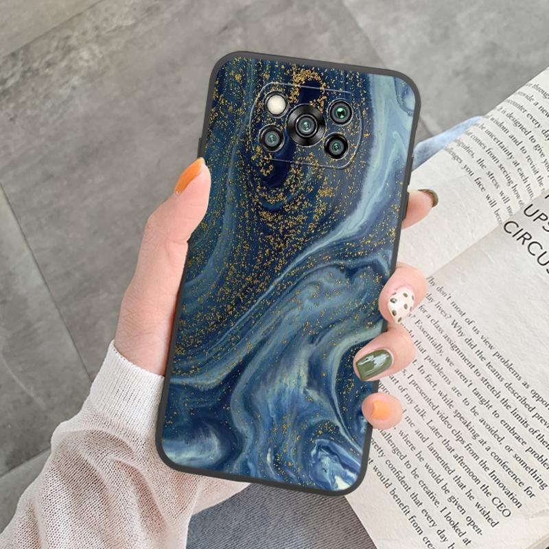 Poco X3 Pro Pocox3 NFC Case Luxury Glitter Gold Foil Ocean Marble Silicone Soft Phone Cover For Xiaomi Poco X3 X5 X6 Pro Shell
