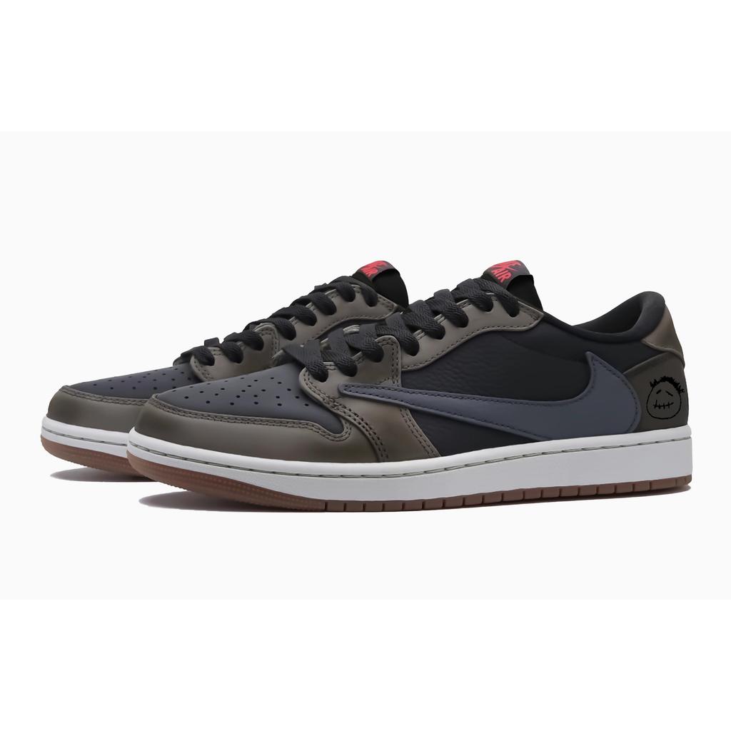Travis Scott x Jordan Air Jordan 1 Travis Scott X AJ1 Collaborazione 7.0 Basse Scarpe da Basket Vintage Unisex Marrone DZ4137-700(Team723-)