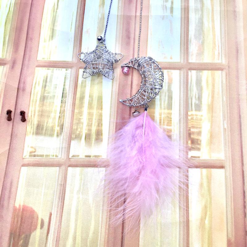 

Высококачественная подвеска ручной работы в виде перьев звезды и луны — креативный подарок для украшения автомобиля или спальни розовый