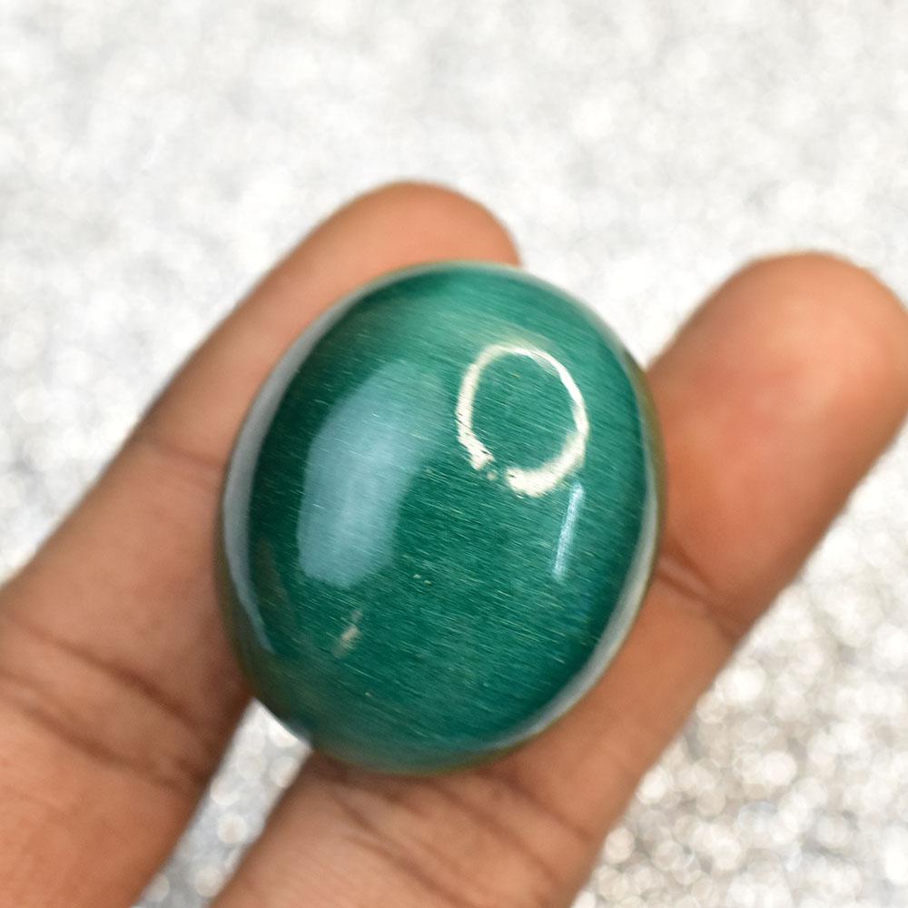120 ct Cabochon Cut Flawless Natural Green Cat'S Eye Loose Gemstone for Jewelry Making and Crafts