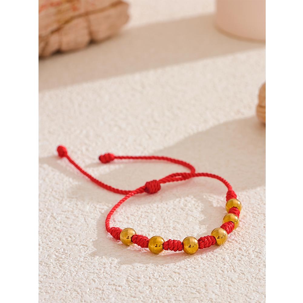 Eetit Unisex 7 Knots Lucky Handmade Woven Jewelry Gift Fashion Stainless Steel Beads Red Rope Braided Fate Wish Bracelet Bangle