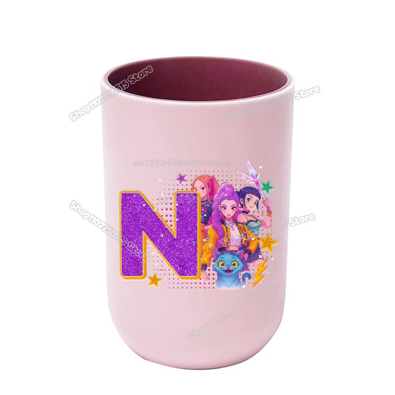 KPop Dämonenjäger Buchstabe A-Z Kinder Zahnbürstenbecher Rumi Mira Zoey Mädchen Mundspülbecher Trinkbecher Badezimmer Zahnbürstenhalter