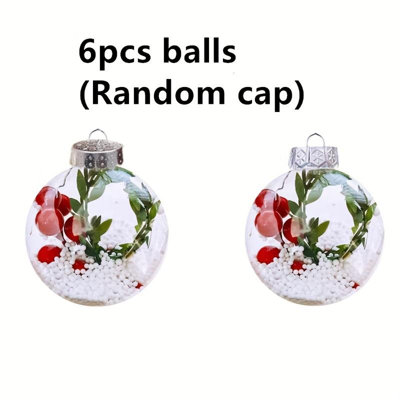 

6PCS Transparent DIY Fillable Christmas Ornaments, 6cm Craft Plastic Balls, Festive Tree Decorations, Electric Holiday Decor 6cm
