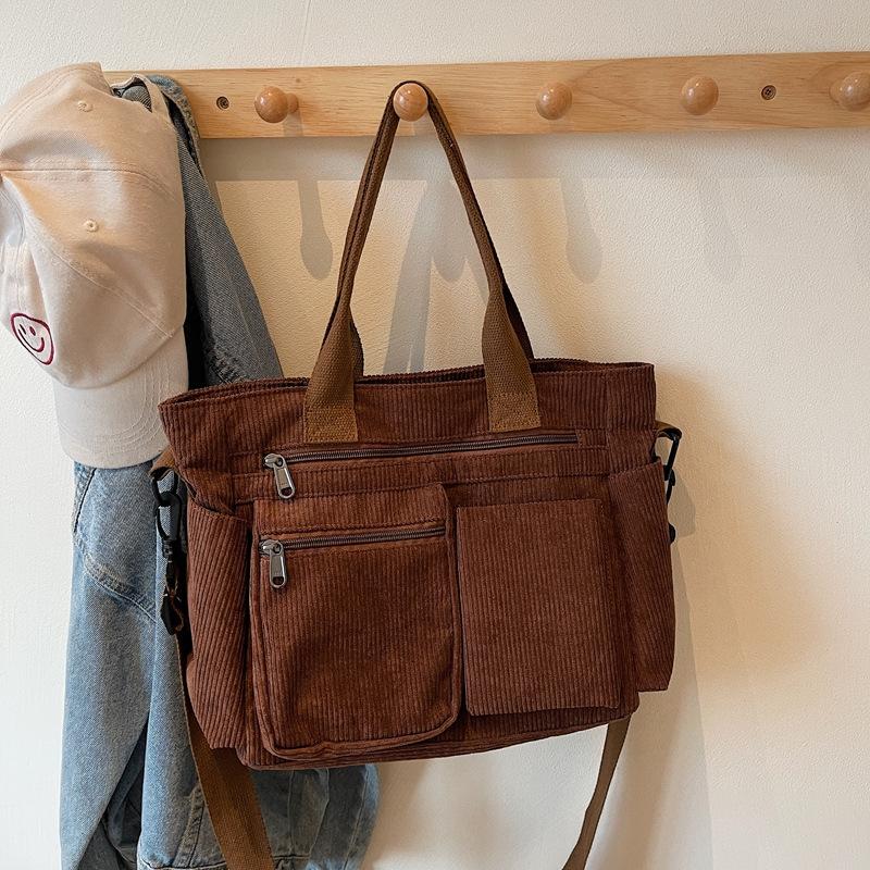 

Большая вместительная женская сумка из полосатого бархата, новая женская сумка через плечо в корейском стиле, сумка через плечо в ленивом стиле для повседневного ношения