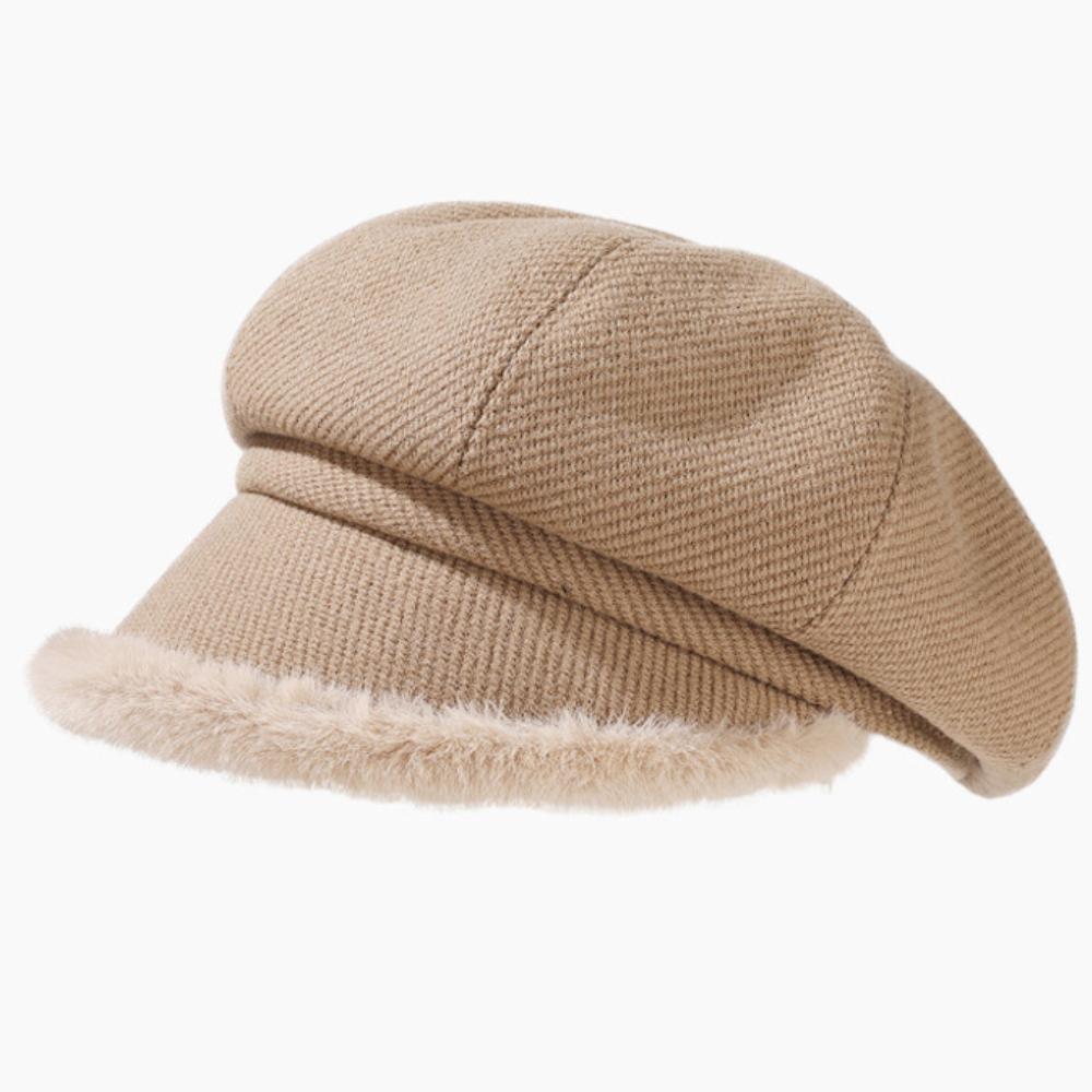 HT4435 Dámské barety Vysoce kvalitní podzimní zimní čepice pro ženy Dámská tlustá kožešinová krempa Osmiboká čepice Dámská umělkyně Malířská baretová čepice