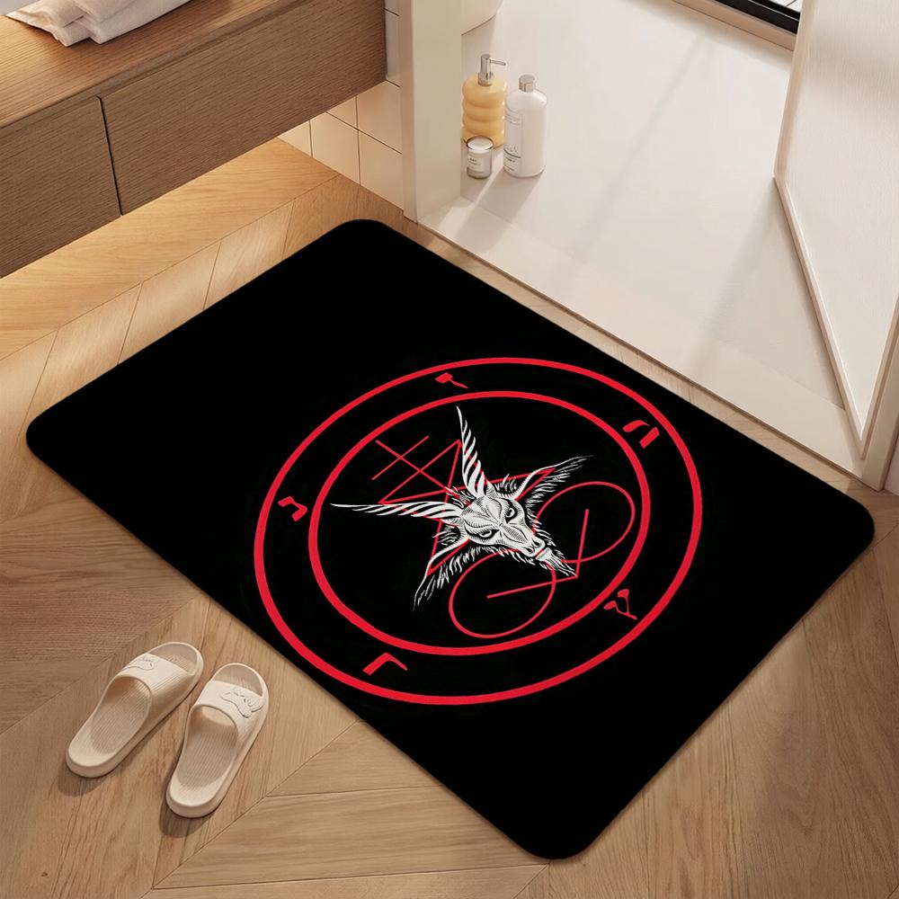 Dark Gothic Pentacle Ruby Accents Patterned Rug Nonslip Thick Carpet For Living Room Bedroom Hallway Home Decor Birthday Gift