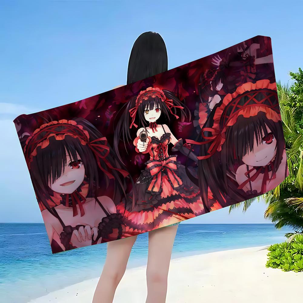Tokisaki Kurumi Bath Towel Microfiber Soft Water Absorbing Breathable For Girl Kids Decorative Cartoon Beach Towel