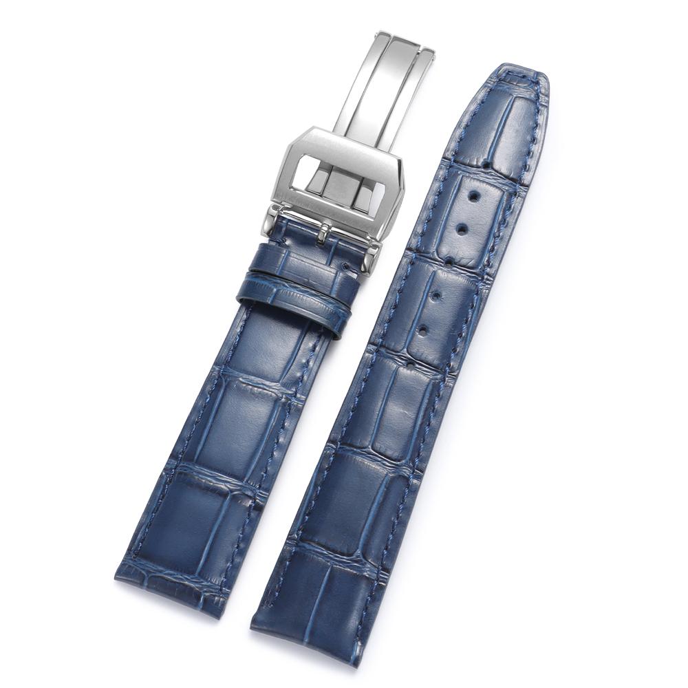 

Оригінальний шкіряний ремінець для годинника IWC Pilot PORTUGIESER 20 21мм 22мм Ремінець для годинника Складана пряжка Ремінь для чоловіків Жінок Аксесуар для годинника 20mm синій