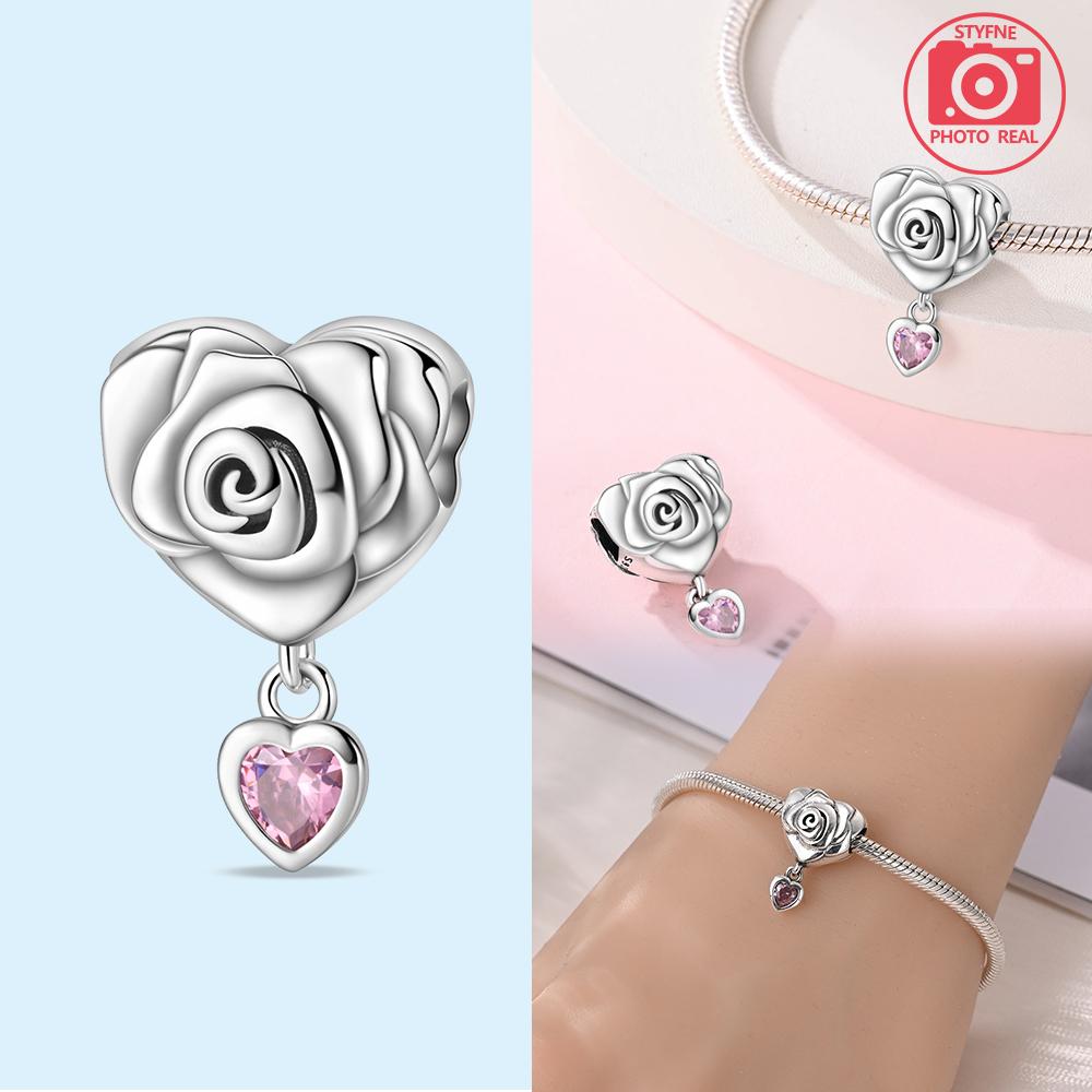 Pink Rose Beads Copper Colors For Charms Copper Colors Original Bracelet For Jewelry Making