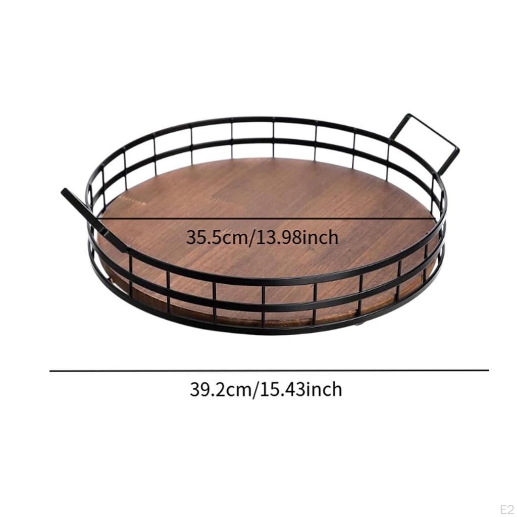 Wood Tray, Condiments Organizer with Double Handles ,Serving Table Organization, Bread Storage