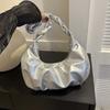 Unterarm Knödel Schultertasche Einfarbig Mode Handtasche Einzigartige PU Plissee Schultertasche Mädchen