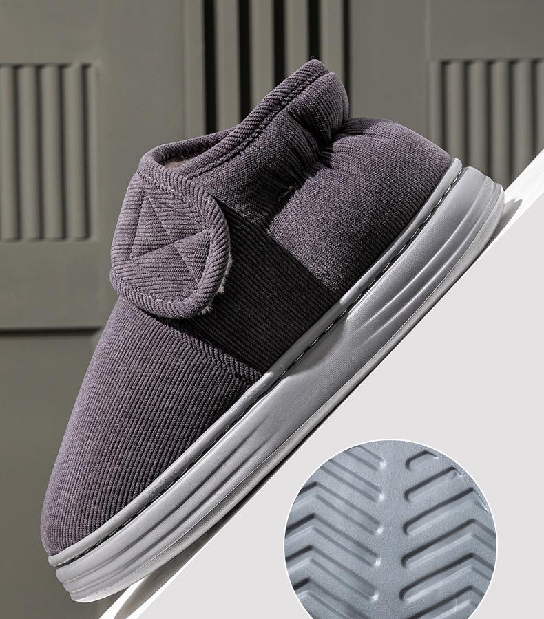 Men's Plush Non-Slip High-Top Cotton Winter Shoes - Heel-Covered, Thick, Cold-Proof Slippers for Outdoor Wear