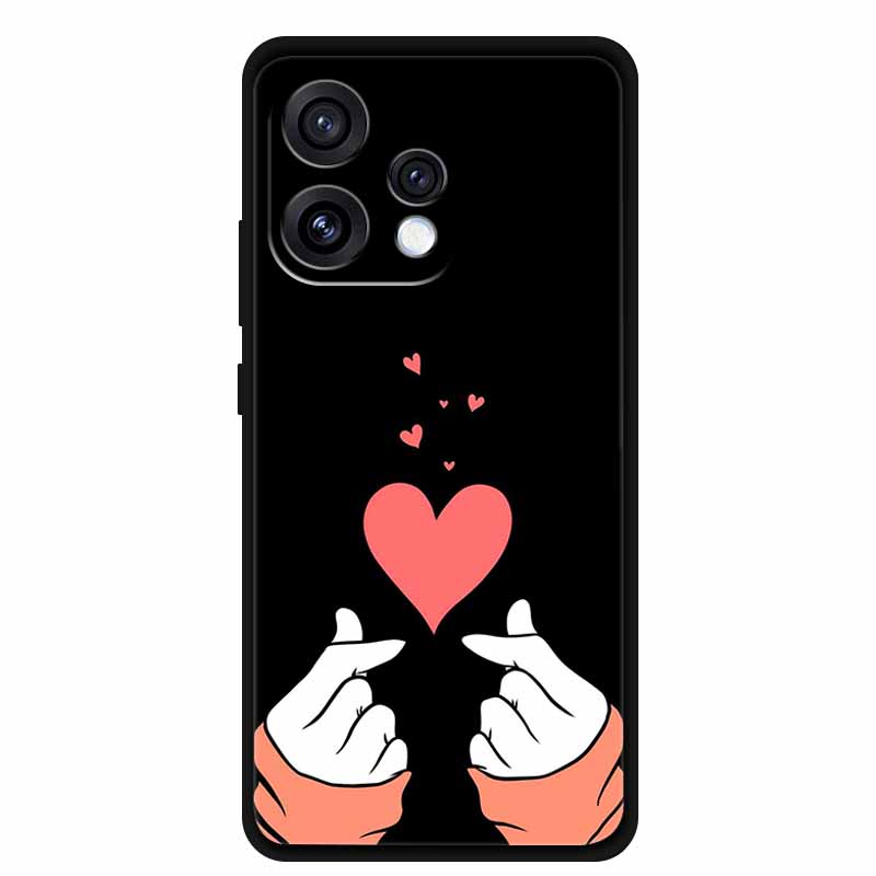 For Oppo Reno15 5G Case Flower Black Silicone Soft Protective Back Covers For Oppo Reno 15C 2025 Phone Case Coque Cartoon Shells