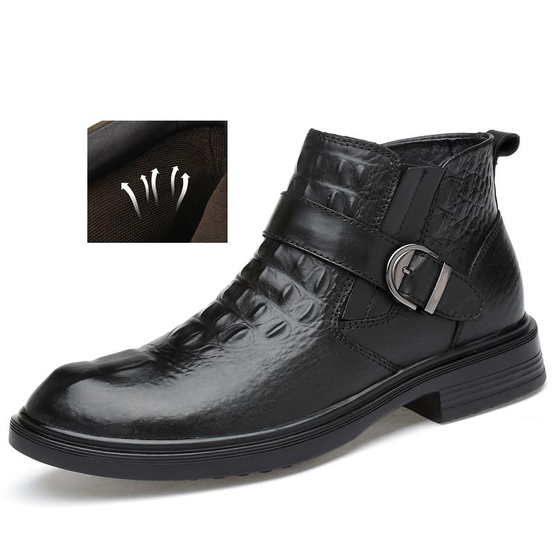 Men Formal Boots Luxury Brand Business Men Shoes High Top Winter Boots Men Boots Crocodile Leather Shoes Non-Slip Ankle Boots