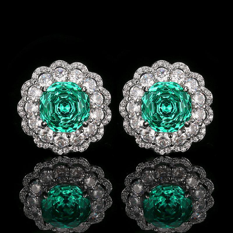 

Autumn and winter new explosive jewelry copper bottom gold-plated imitation rose cut round retro stud earrings jewelry women 10 * 10