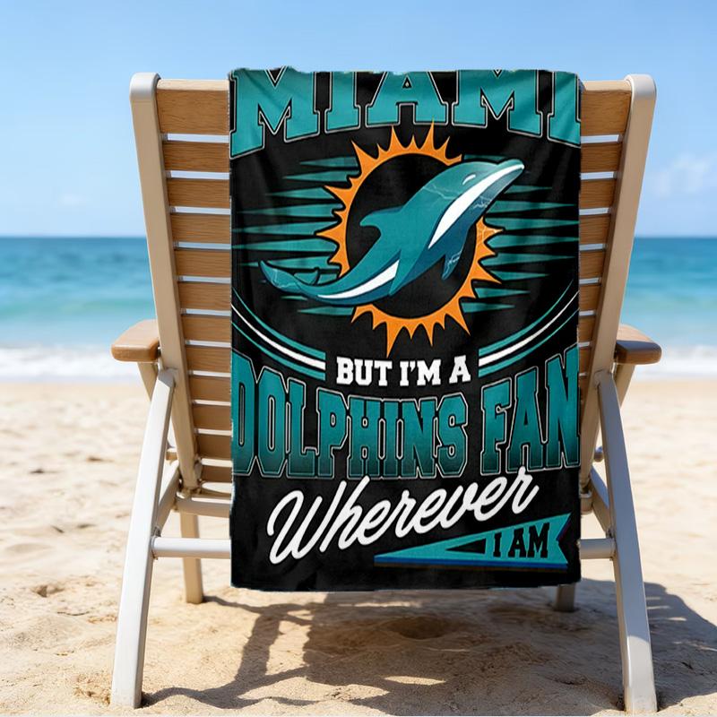 Dolphins Team Logo Artwork Quick-Dry Microfiber Beach Towel Super Soft & Absorbent for Bath, Beach, Travel  Bath Time Accessory, Fan gifts