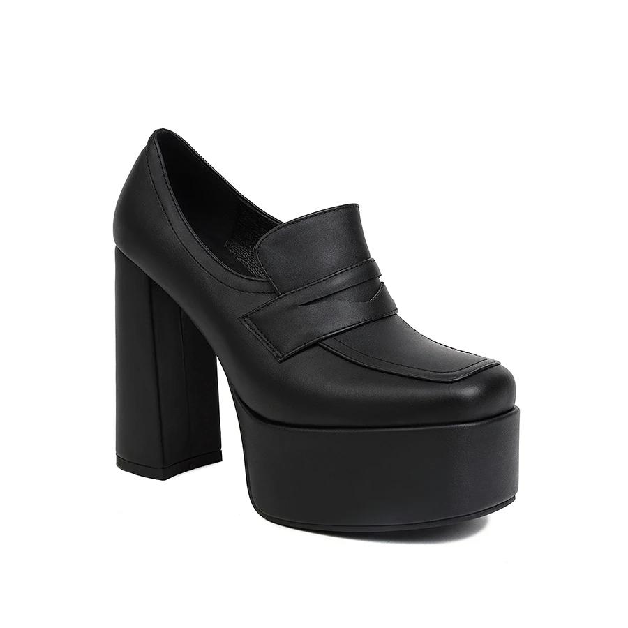 Black Pumps platform women high heel pumps shoes chunky heel loafer comfort office lady party shoes cosplay