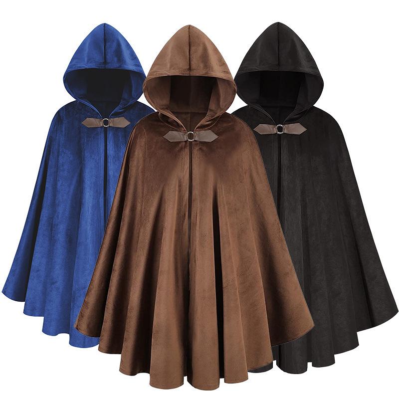 Medieval Deer Suede Velvet Cloak - Retro Warrior Cosplay Cape for Halloween