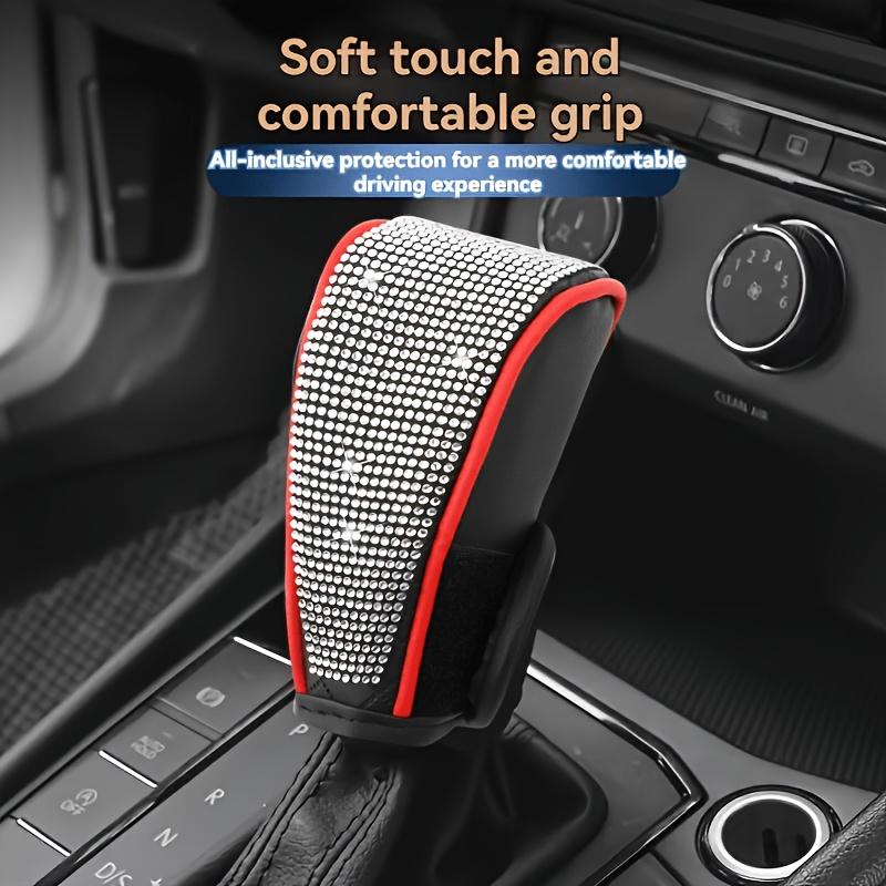 Shiny Car Gear Shift Knob Cover with Crystal Sparkle Rhinestones, Automatic Gear Shift Gear Cover for Women and Girls, Interior Decoration Accessory