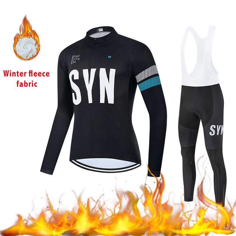 2025 Autumn and Winter Windproof Fleece Jacket Cycling Jersey Cycling Bib Men's Warm Top Road Bike Cycling Suit Long Set