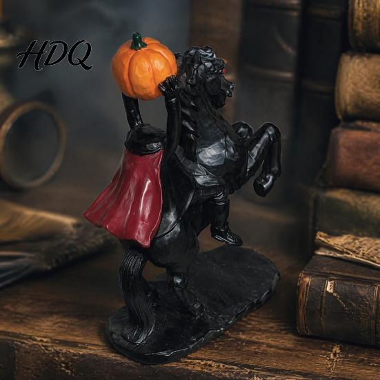 Einzigartige Gothic-Stil Kunst Halloween Kopfloser Reiter Statue, Vintage Bronze Textur Harz Dekor Figur, Stabile Basis Horror Skulptur für Zuhause