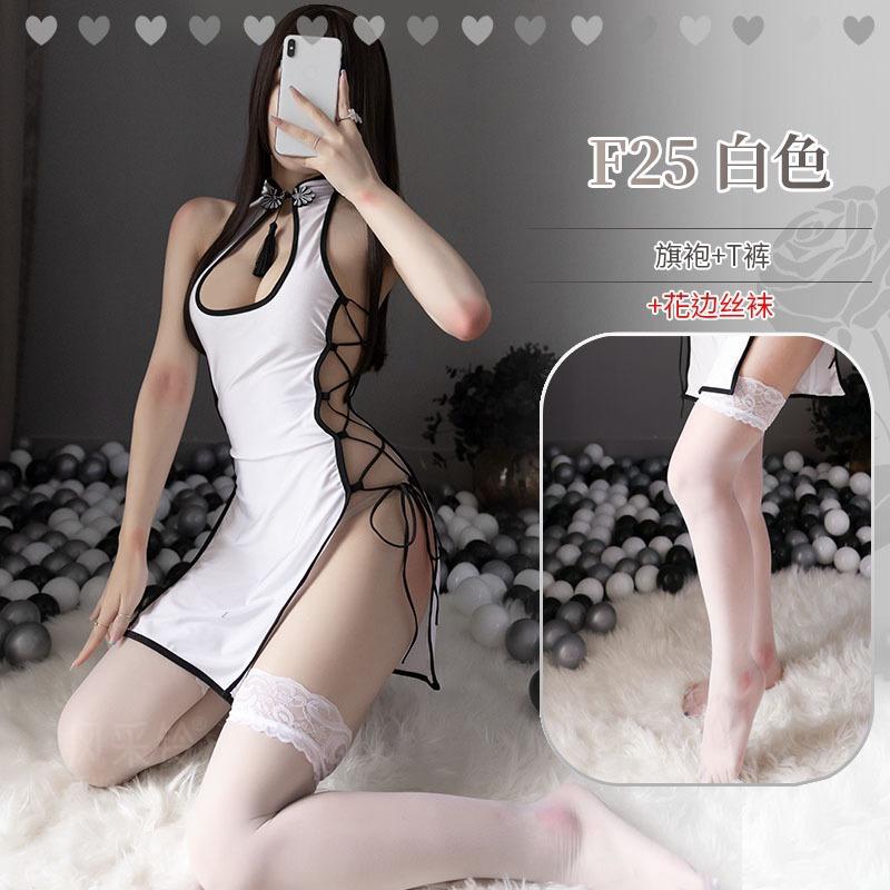 Style Bell Sex Underwear Vintage Cheongsam Wind High Split Women's Sexy Spicy Uniform Temptation Suit