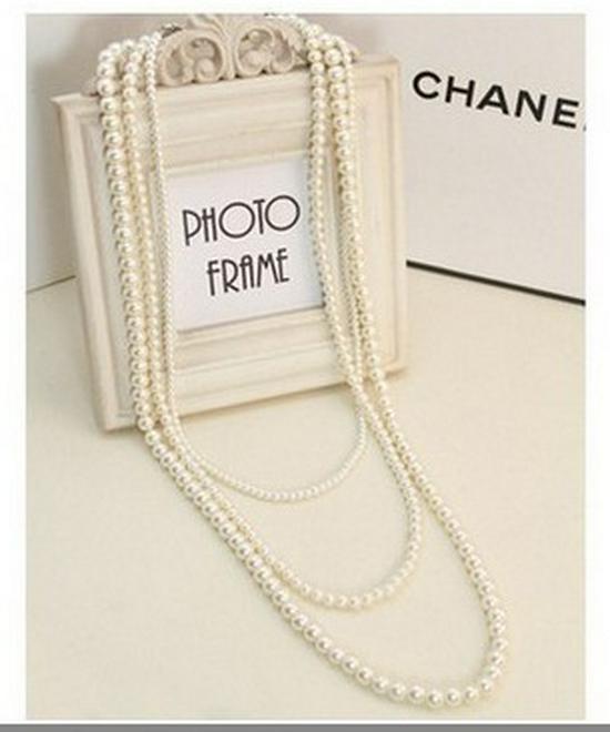 Стильное многослойное жемчужное ожерелье для женщин - Длинная цепочка для свитера