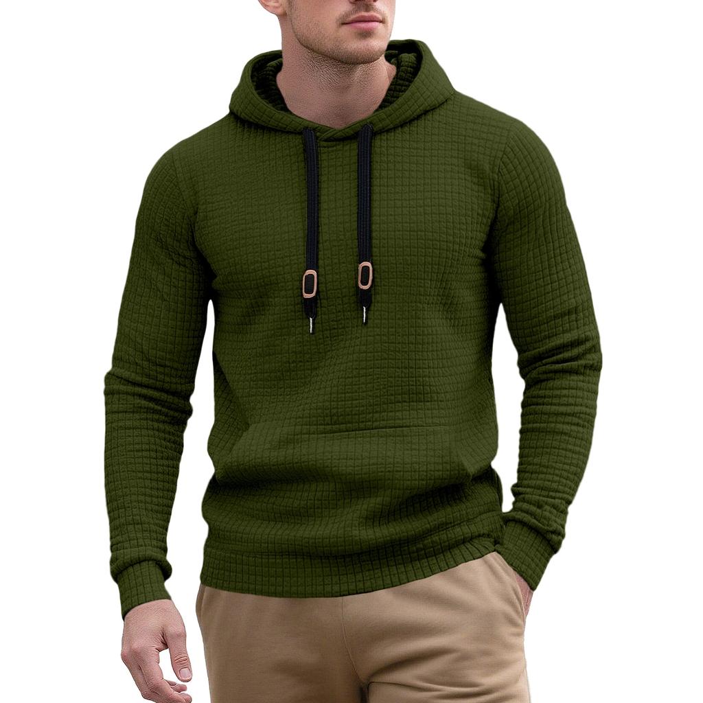 Men's Knit Hooded Long Sleeve Sweatshirt Casual Pullover