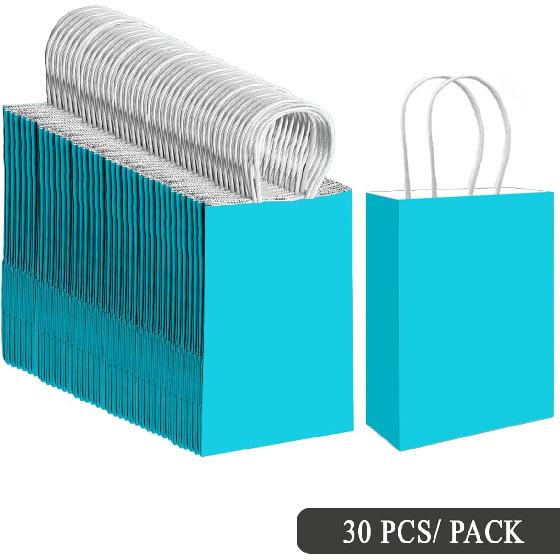 Qiqee 24PCS Medium Gift Bag with Handles Bulk 11"x5"x8" Gift Bags Light Green Bags Multiple Uses (Medium Size)
