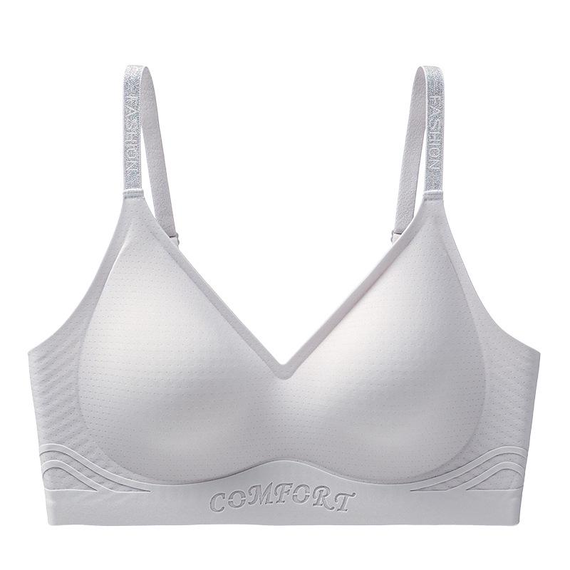 Breathable Seamless Bra: Semi-Fixed Cups, No Underwire, Side Bust Support, Integrated Lifting for Small Breasts.