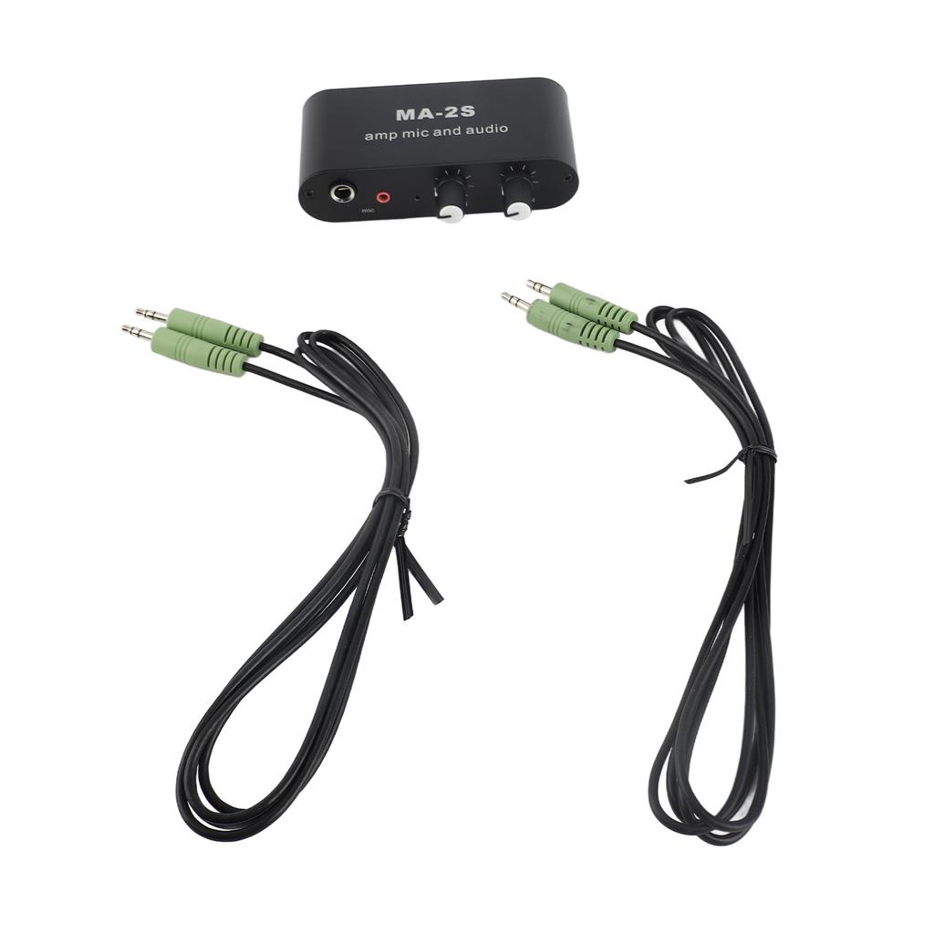 Small Stereo Audio Preamplifier 3 Output Ports Aluminum ABS Headphone Amplifier for Loudspeaker